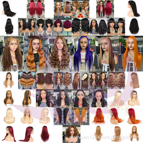 Vendor Stock 4X4 HD Transparent Swiss Lace Wigs Body Wave Human Hair Lace Front Wig  Brazilian Virgin Ombre Color Human Hair Wig